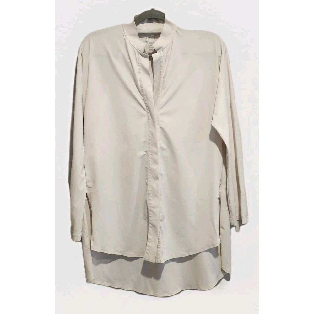 ADAY Something Borrowed Relaxed Tunic Snap Front Shirt White Size Medium